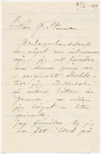 Helene Schjerfbeck's letter to Gösta Stenman 71.03.1929