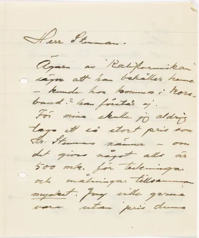 Helene Schjerfbeck's letter to Gösta Stenman s.d.