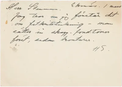 Helene Schjerfbeck's postcard to Gösta Stenman 01.03.[1938]