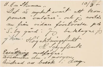 Helene Schjerfbeck's postcard to Gösta Stenman 10.03.1927
