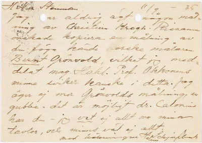 Helene Schjerfbeck's postcard to Gösta Stenman 11.09.1935