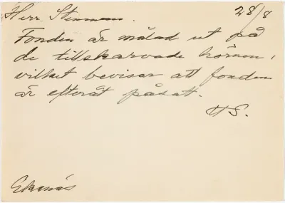Helene Schjerfbeck's postcard to Gösta Stenman 28.08.1939
