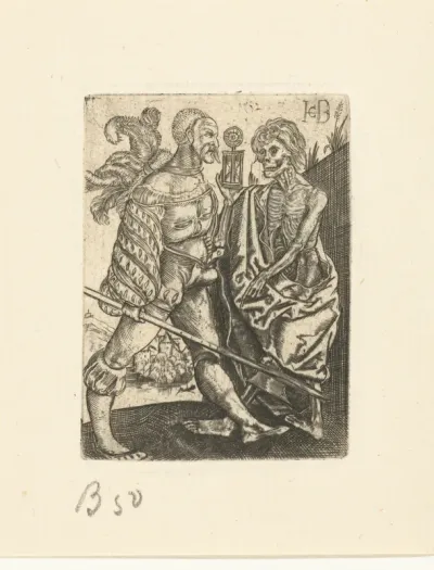 Hellebaardier en de Dood met zandloper