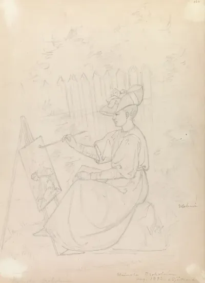 Helmi Sjöstrand Painting Outside
