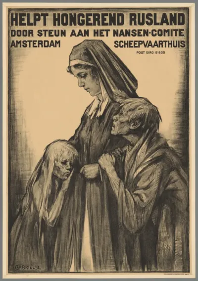 Helpt hongerend Rusland door steun aan het Nansen-comité. Amsterdam Scheepvaarthuis.