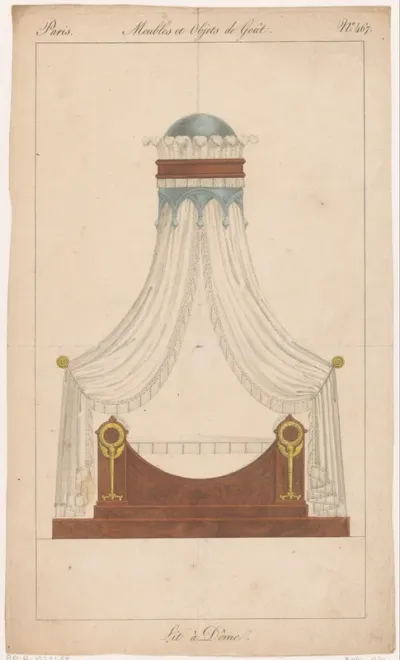 Hemelbed met fakkels en lauwerkransen