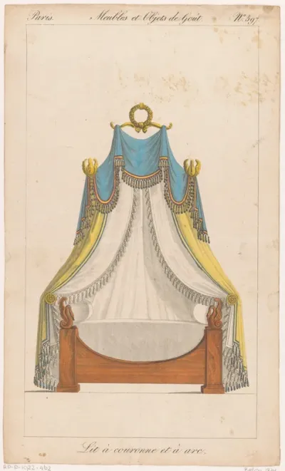 Hemelbed met krans en zwanen