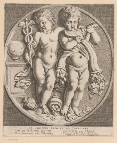 Hemelse en aardse geluk verbeeld door twee putti