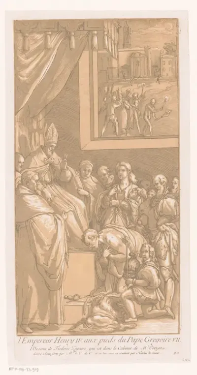 Hendrik IV kust de voeten van paus Gregorius VII