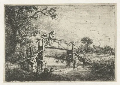 Hengelaar op een brug