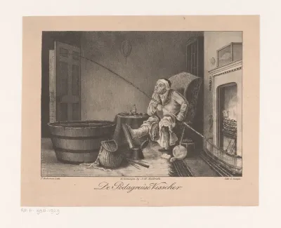 Hengelende man met voetjicht
