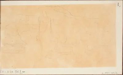 Henkilöitä maisemassa, mahdollisesti Huviretken aihe. Todenmäköisesti n. 1910.