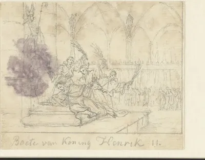 Henrik II de Heilige doet boete door flagellatie