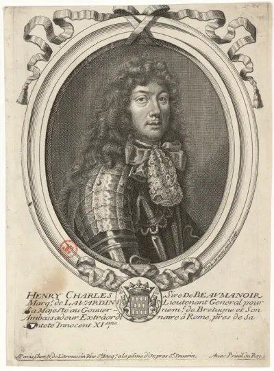 Henry Charles Sire de Beaumanoir Marquis de Lavardin Lieutenant General pour Sa Majesté au Gouvernement de Bretagne et Son Ambassadeur Extraordinaire à Rome, pres de Sa Sainteté Innocent XIeme. De L'Armessin Sculp.