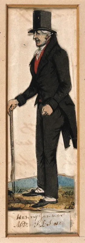 Henry Jenner, holding stick and wearing top hat and tails