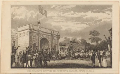 Her Majesty Leaving Buckingham Palace, June 28, 1838 [left half]
