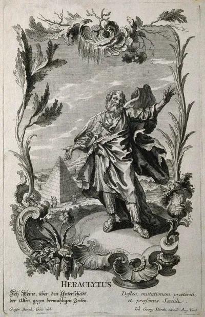 Heraclitus. Line engraving by B. S. Setlezky after G. B. Göz (Goetz)