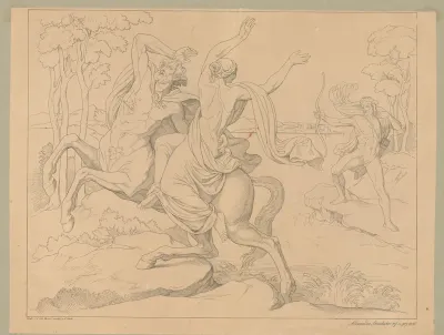 Herakles schiet een pijl naar Nessus