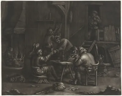Herberg met drinkende mannen
