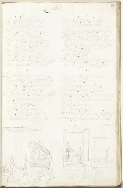 Herberginterieur met een trictracspeler