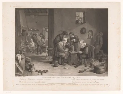 Herberginterieur met kaartspelende figuren