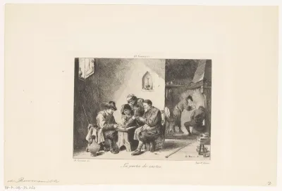 Herberginterieur met kaartspelers