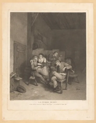Herbergscène met sluwe vrouw