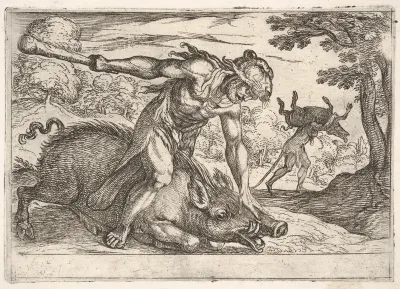 Hercules and the Boar of Erymanthus, from "The Labors of Hercules"