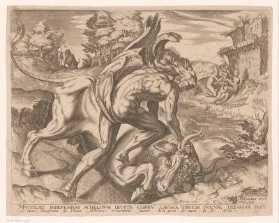 Hercules bedwingt de stier van Kreta