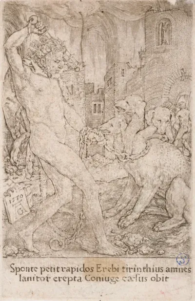 Hercules Capturing Cerberus, from the series:  The Labours of Hercules (5)