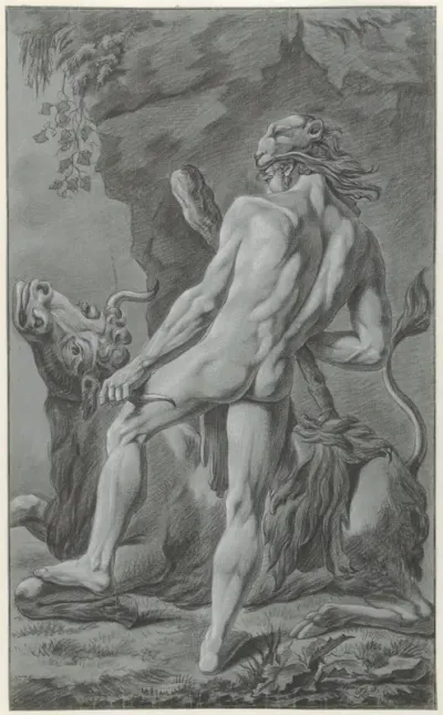 Hercules en de Kretenzische stier, op de rug gezien