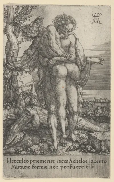 Hercules Fighting the River-God Achelous, from The Labors of Hercules