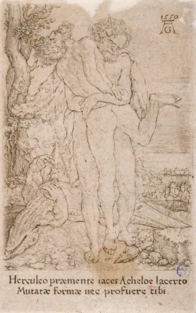 Hercules fighting the river-god Achelous, from the series:  The Labours of Hercules (7)