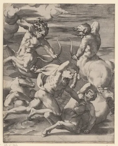 Hercules in gevecht met centauren