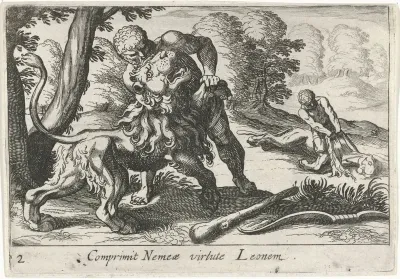Hercules in gevecht met de Nemeïsche leeuw