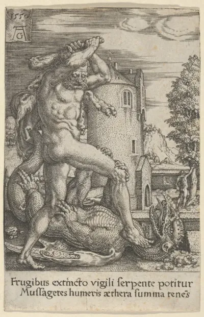 Hercules Killing the Dragon Ladon, from "The Labors of Hercules"