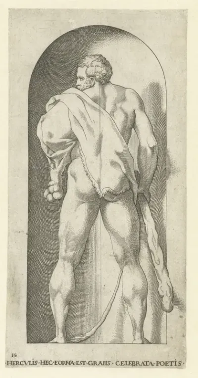 Hercules met knots en huid van een leeuw