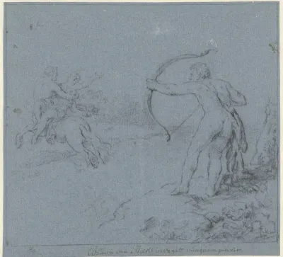 Hercules richt zijn pijl op Nessus die Deïanira ontvoert