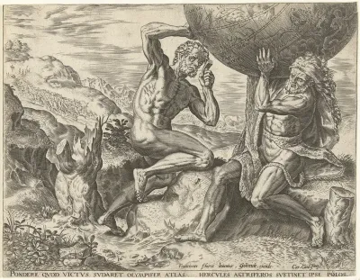 Hercules torst de wereldbol voor Atlas
