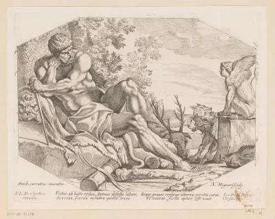Hercules uitrustend van zijn werken