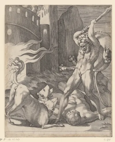 Hercules vecht met de Cerberus