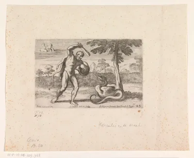 Hercules vecht met de draak in de tuin van de Hesperiden