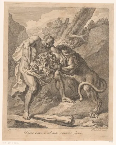 Hercules vecht met de Nemeïsche leeuw