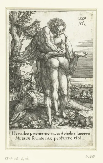 Hercules vecht tegen de riviergod Achelus