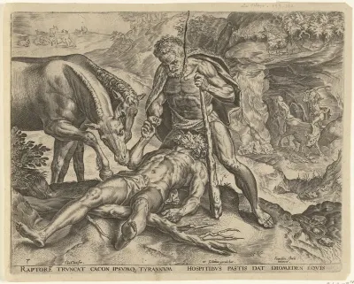 Hercules voert Diomedes aan zijn paarden
