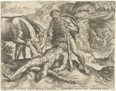 Hercules voert Diomedes aan zijn paarden