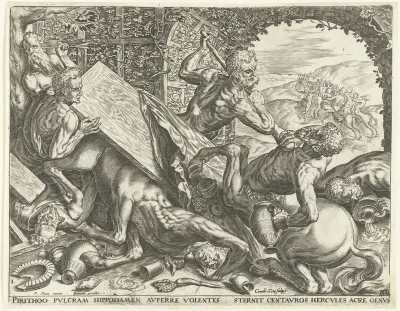 Hercules voorkomt de roof van Hippodamia door de centauren