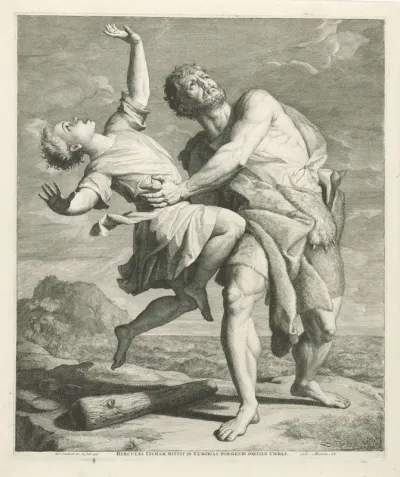Hercules werpt Lichas in zee