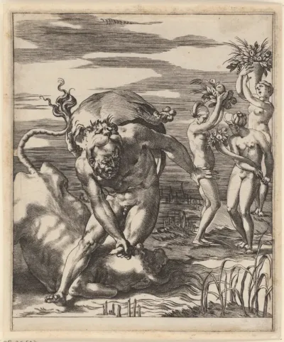 Hercules worstelt met Acheloüs