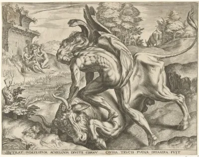 Hercules worstelt met Acheloüs